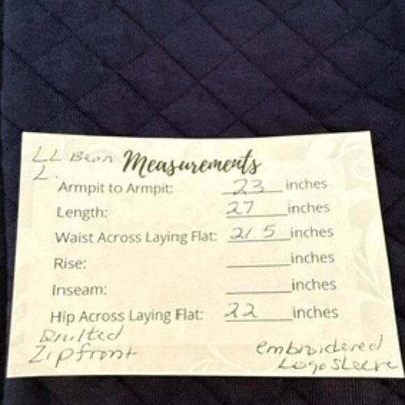 L.L.Bean Navy Quilted Sweatshirt, Full-Zip, company logo, NWT, Mens Size L - Picture 13 of 13